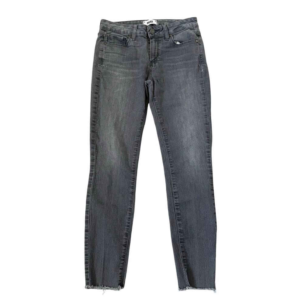 Paige Verdugo Ankle Jeans Womens Size 28 Skinny Gray Denim Pant Stretch Raw Hem